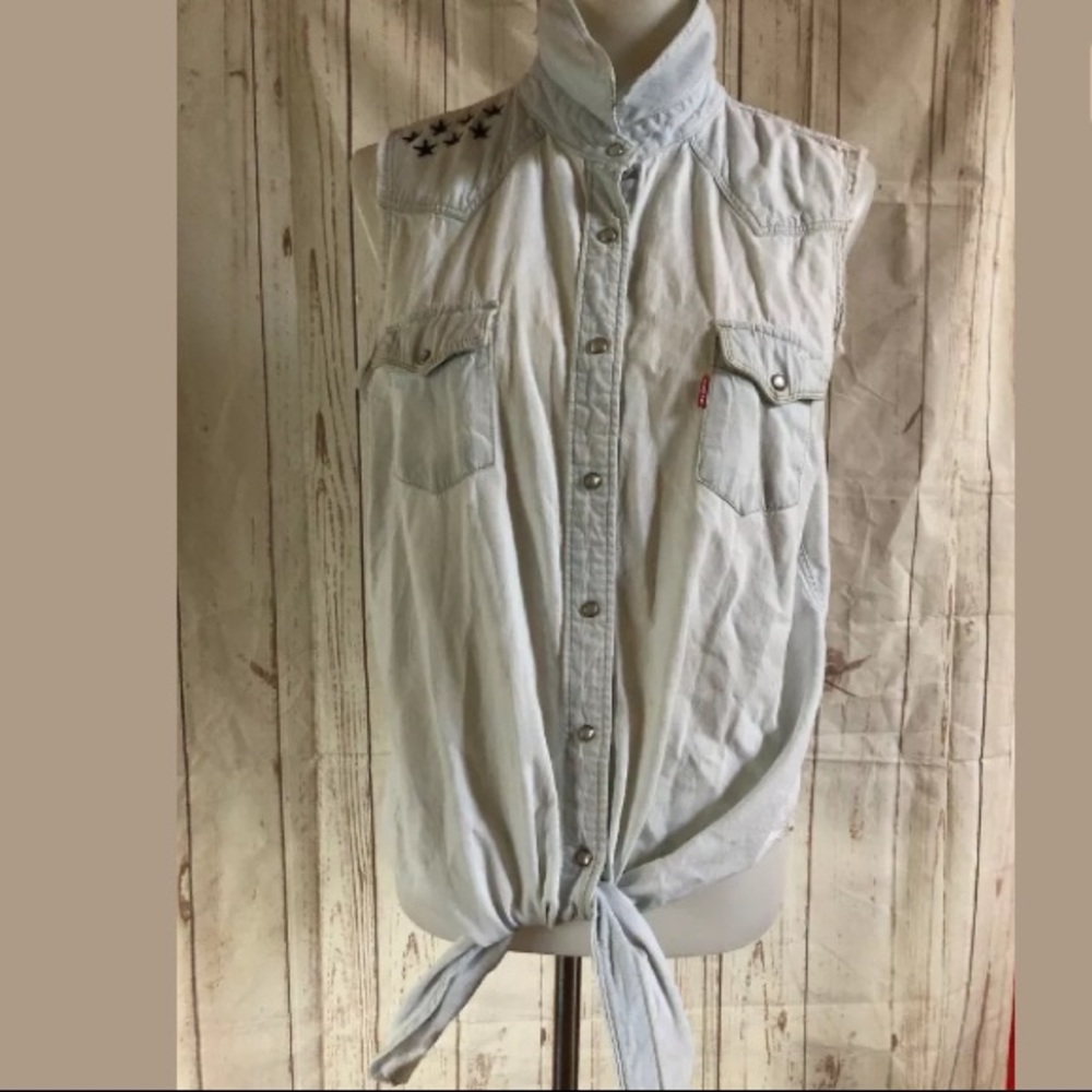 Levi's Vintage Denim Sleeveless Pearl Snap Shirt